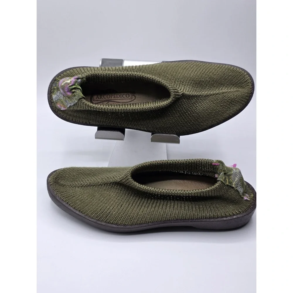 Arcopedico Shoes Womens Size 39 /US 6 Green Nylon Flats Knit Mesh Loafer Slip on